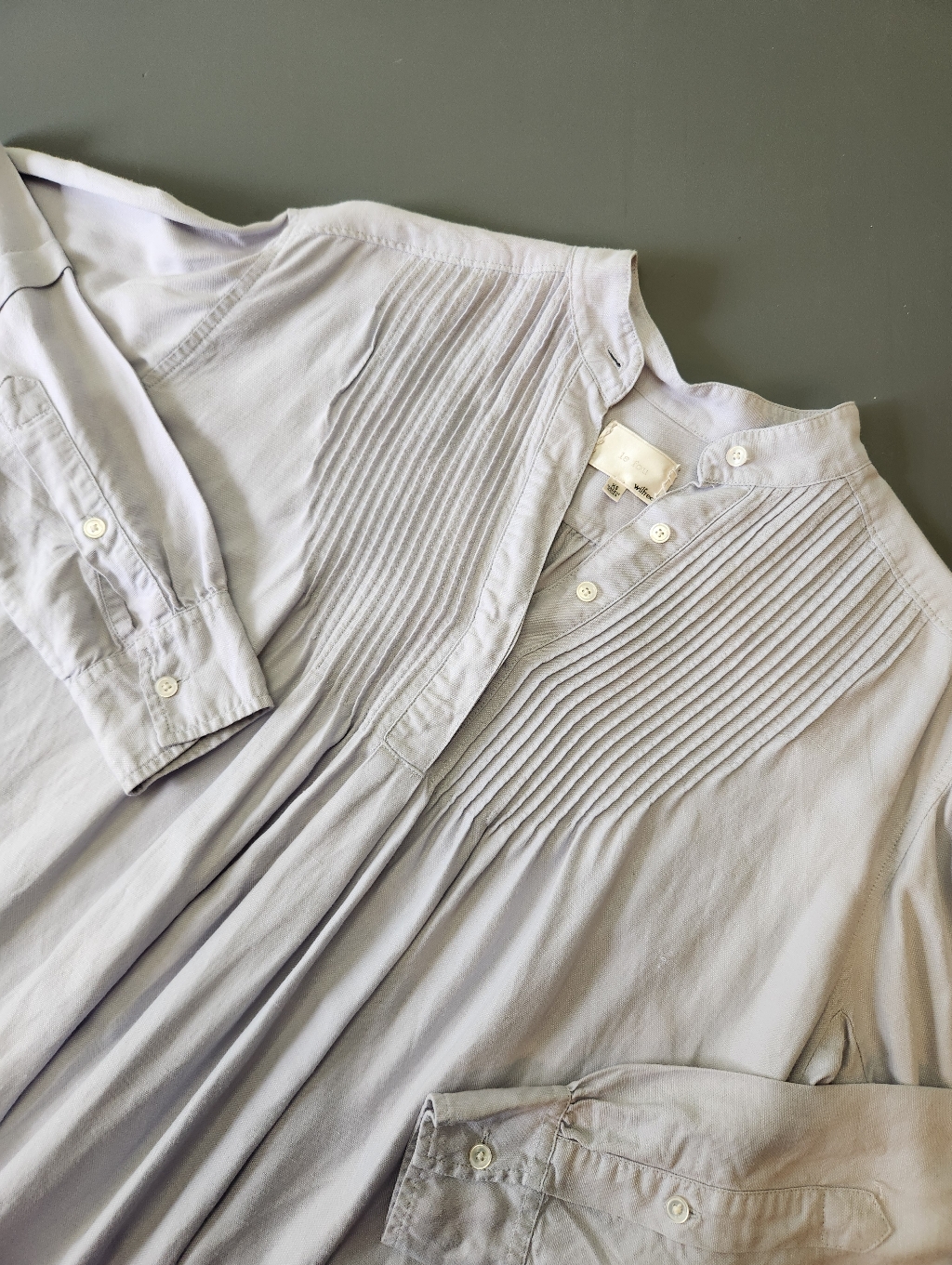 Aritzia Le Fou Wilfred Blue Pintuck Button-Up Mini Dress Size Xs Professional